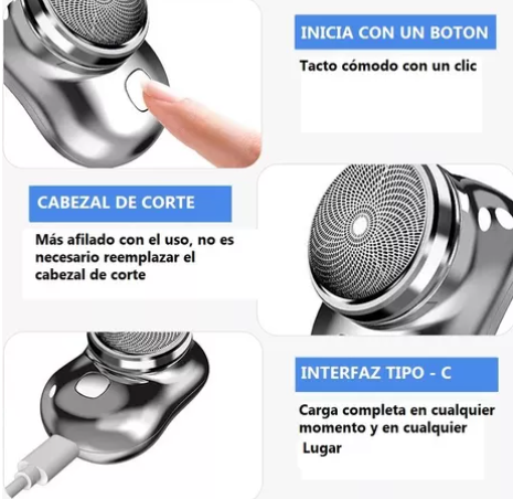 Mini Rasuradora Eléctrica Para Hombres, Portátil y Recargable